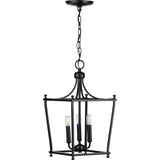 Progress Lighting Parkhurst 3-Light Matte Black Traditional Lantern Medium Hanging Pendant Light