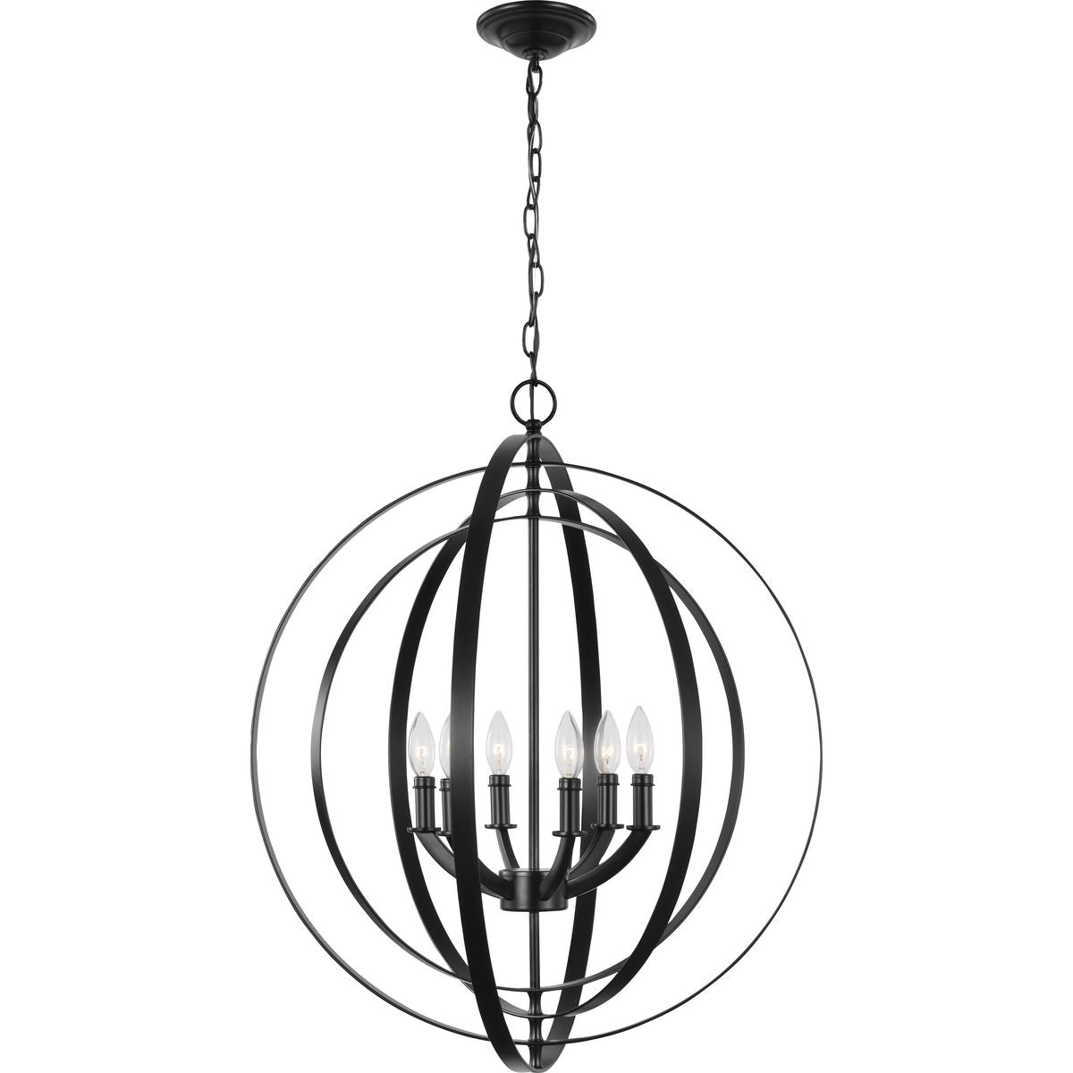 Progress Lighting Equinox 6-Light Matte Black Transitional Chandelier