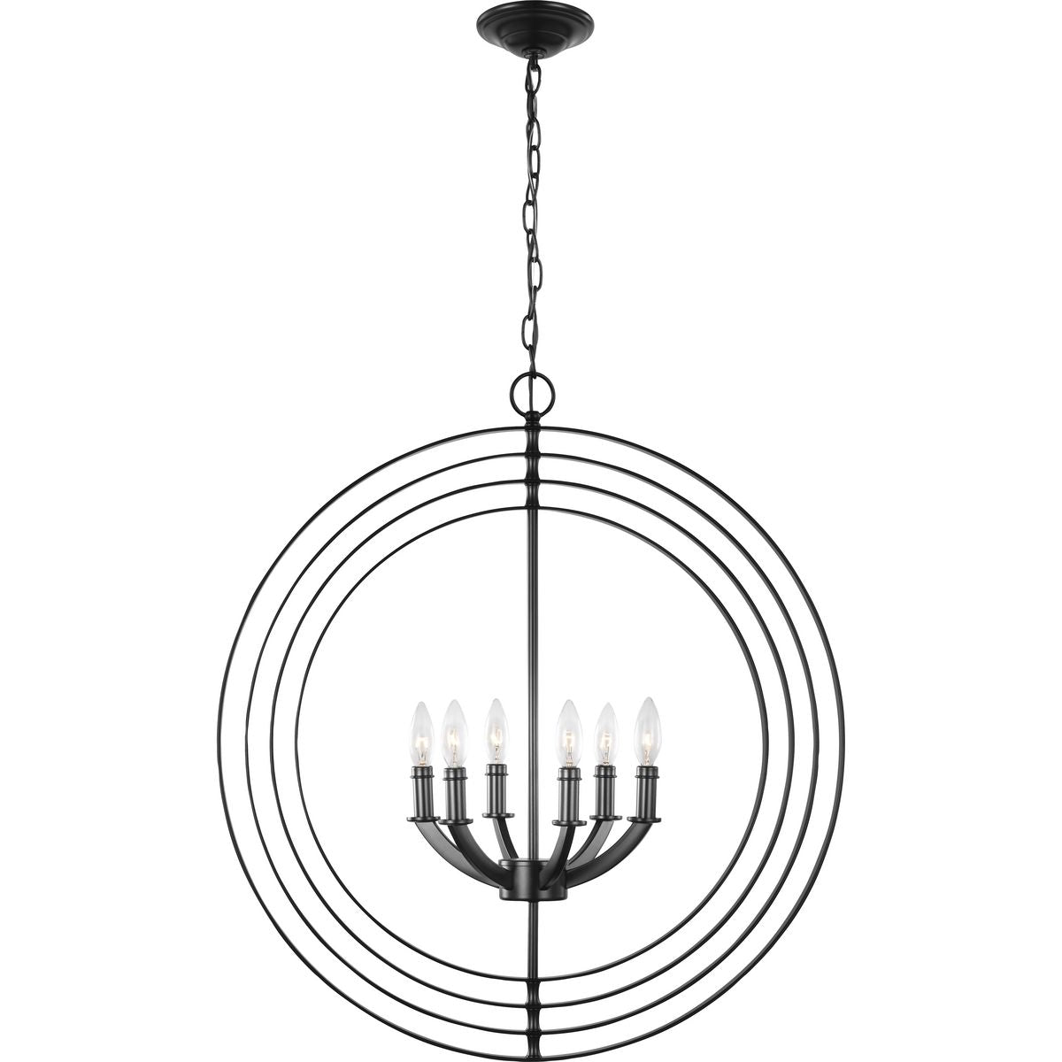 Progress Lighting Equinox 6-Light Matte Black Transitional Chandelier