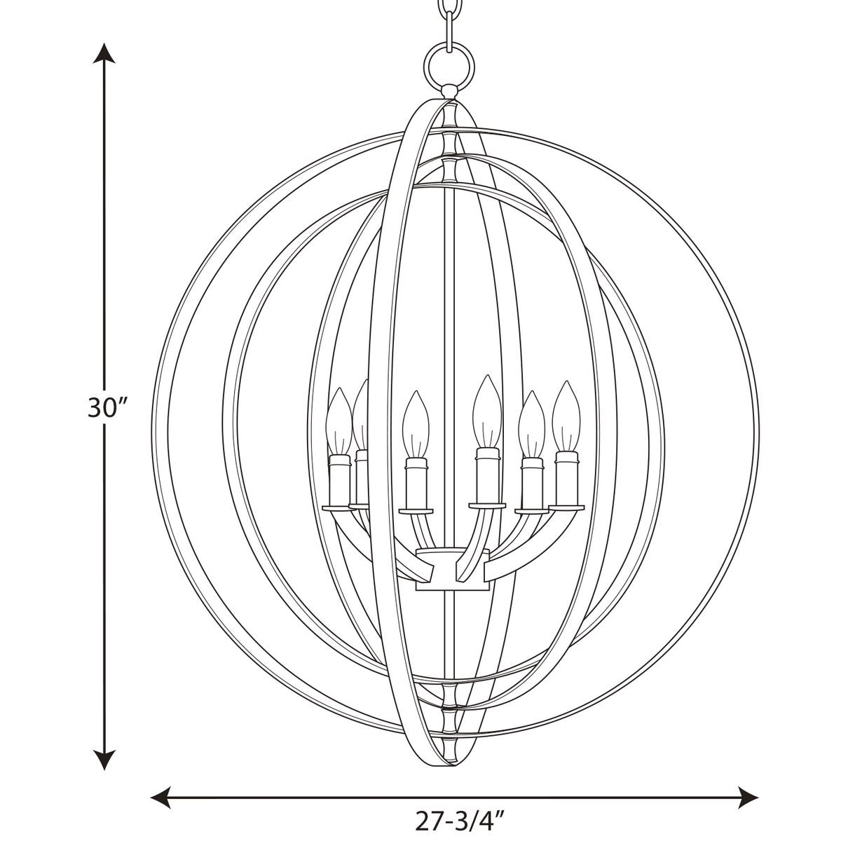 Progress Lighting Equinox 6-Light Matte Black Transitional Chandelier
