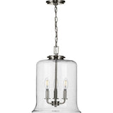 Progress Lighting Winslett 3-Light Brushed Nickel Coastal Seeded Glass Cylinder Medium Hanging Pendant Light