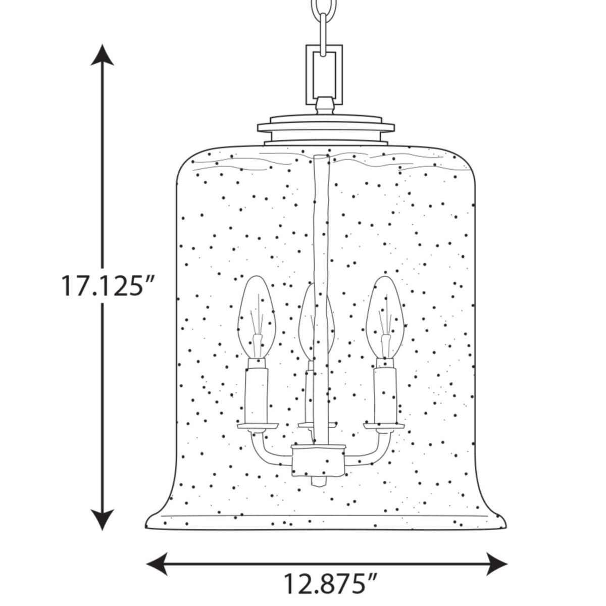 Progress Lighting Winslett 3-Light Matte Black Coastal Seeded Glass Cylinder Medium Hanging Pendant Light