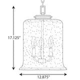 Progress Lighting Winslett 3-Light Matte Black Coastal Seeded Glass Cylinder Medium Hanging Pendant Light