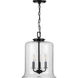 Progress Lighting Winslett 3-Light Matte Black Coastal Seeded Glass Cylinder Medium Hanging Pendant Light