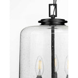 Progress Lighting Winslett 3-Light Matte Black Coastal Seeded Glass Cylinder Medium Hanging Pendant Light