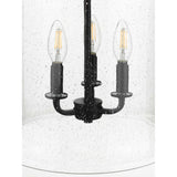 Progress Lighting Winslett 3-Light Matte Black Coastal Seeded Glass Cylinder Medium Hanging Pendant Light