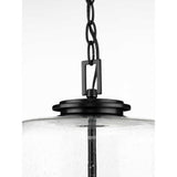 Progress Lighting Winslett 3-Light Matte Black Coastal Seeded Glass Cylinder Medium Hanging Pendant Light