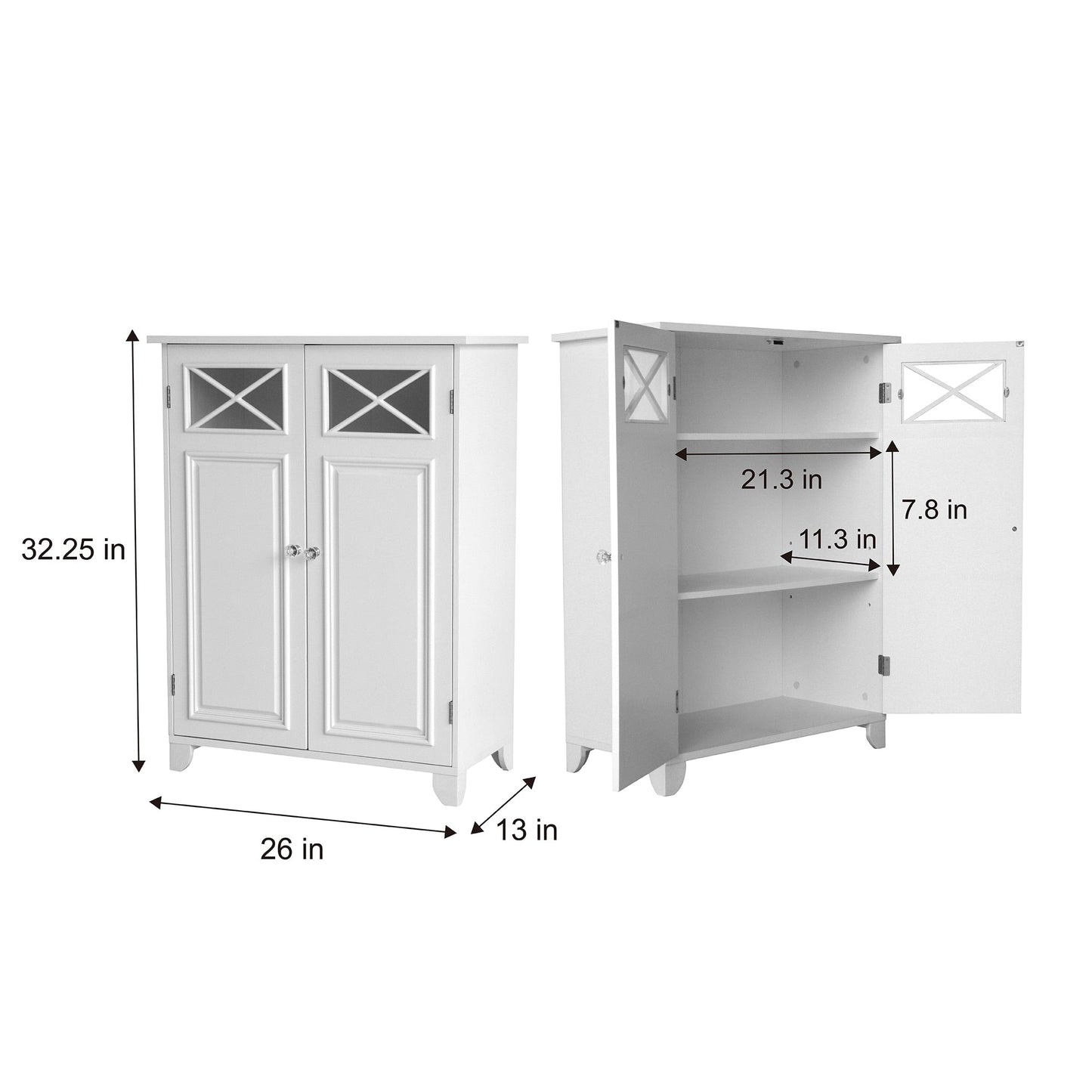 Teamson Home Dawson 26-in x 32.25-in x 13-in White Freestanding Linen Cabinet