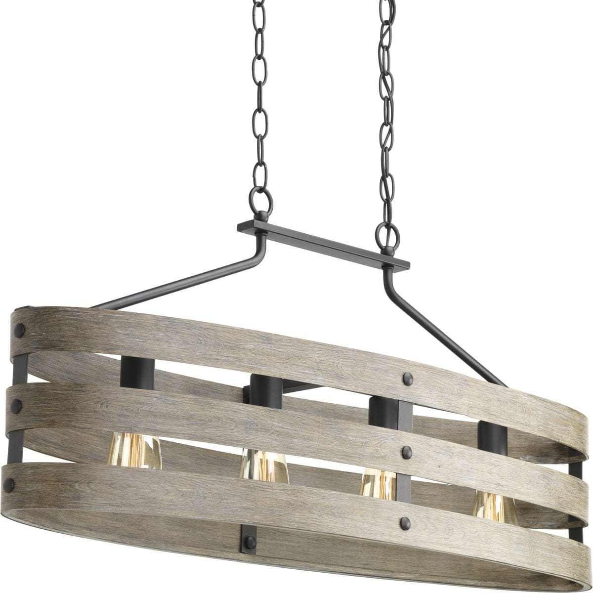 Progress Lighting Gulliver 4-Light Graphite Farmhouse Linear Large Hanging Kitchen Island Light