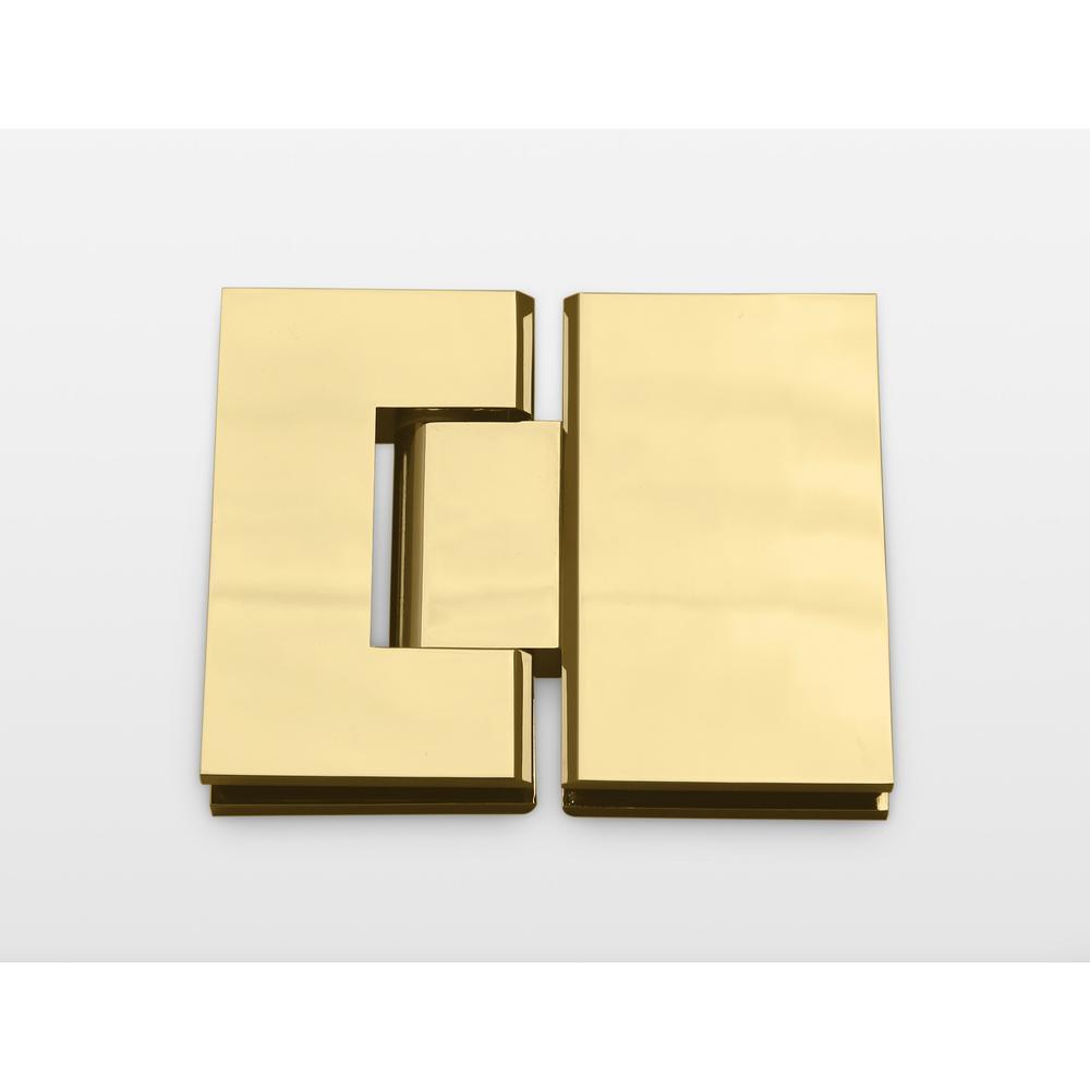 34 in. x 58 in. Frameless Glass Hinged Bathtub Door in Polished Brass - Super Arbor