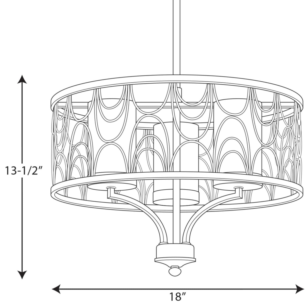 Progress Lighting Cirrine 3-Light Antique Bronze Transitional Chandelier