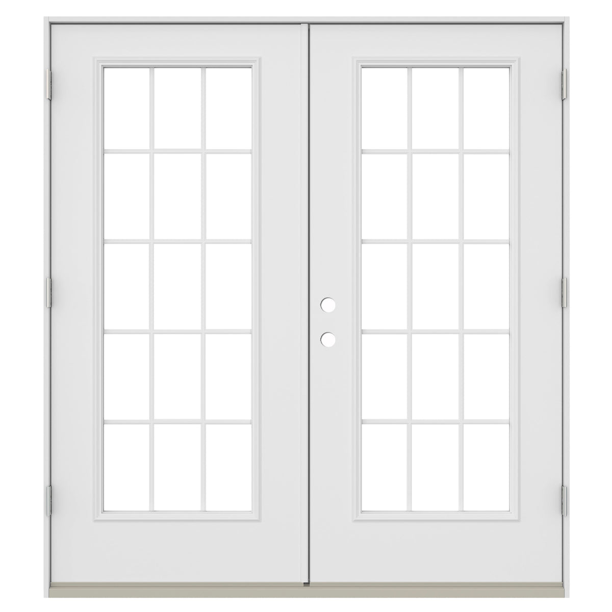JELD-WEN 72-in x 80-in 4-9/16-in Low-E External Grilles Primed Steel French Left-Hand Inswing Double Patio Door