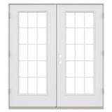 JELD-WEN 72-in x 80-in 4-9/16-in Low-E External Grilles Primed Steel French Left-Hand Inswing Double Patio Door