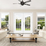 JELD-WEN 72-in x 80-in 4-9/16-in Low-E External Grilles Primed Steel French Left-Hand Inswing Double Patio Door