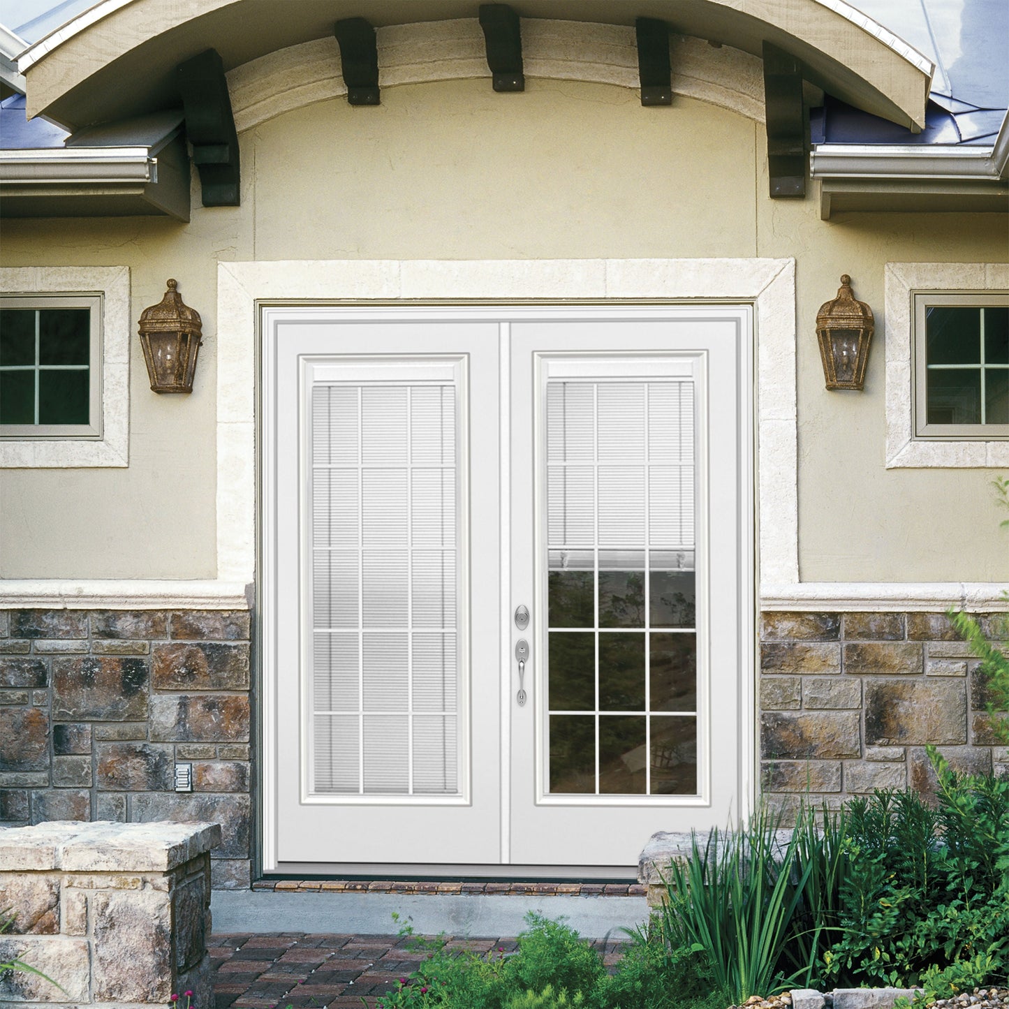 JELD-WEN 72-in x 80-in Steel French, Right-hand inswing – installed room view