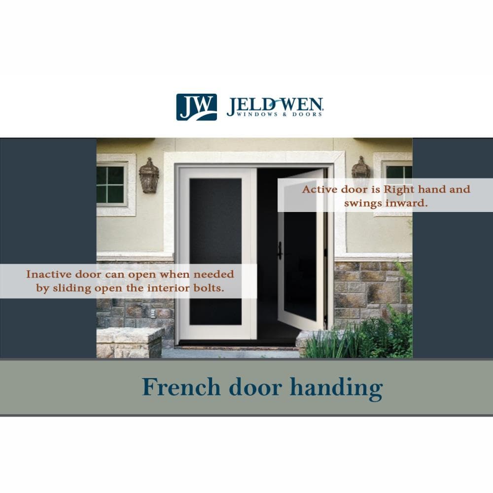 JELD-WEN 60-in x 80-in Fiberglass French, Right-hand inswing – feature callout