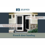 JELD-WEN 60-in x 80-in 4-9/16-in Low‑E Blinds-Between-the-Glass Primed Fiberglass French Right-Hand Inswing Double Patio Door, Brickmould Included