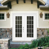 JELD-WEN 72-in x 80-in 4-9/16-in Low-E External Grilles Primed Steel French Left-Hand Inswing Double Patio Door