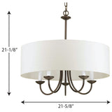 Progress Lighting Drum Shade 5-Light Antique Off-white Transitional Chandelier