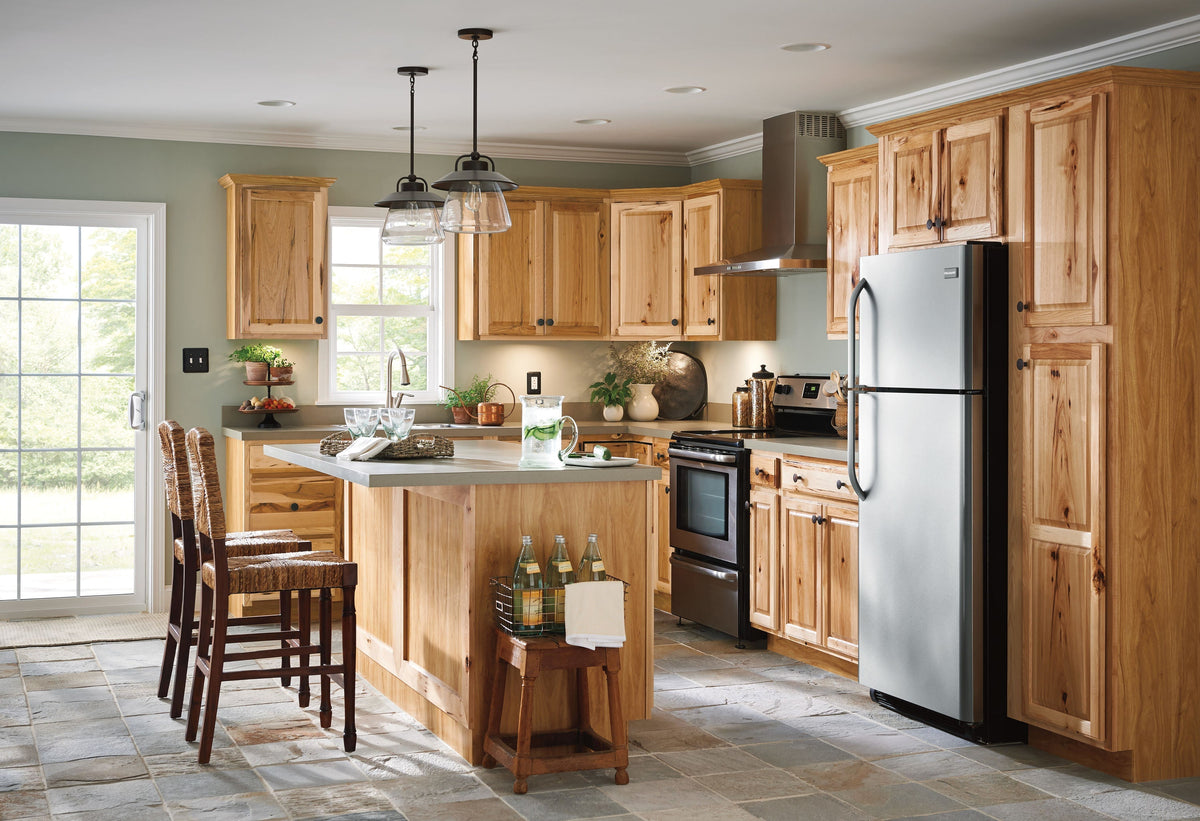 Diamond NOW Denver 12-in W x 30-in H x 12-in D Natural Rustic Hickory Wall Fully Assembled Cabinet (Raised Panel Square Door Style)