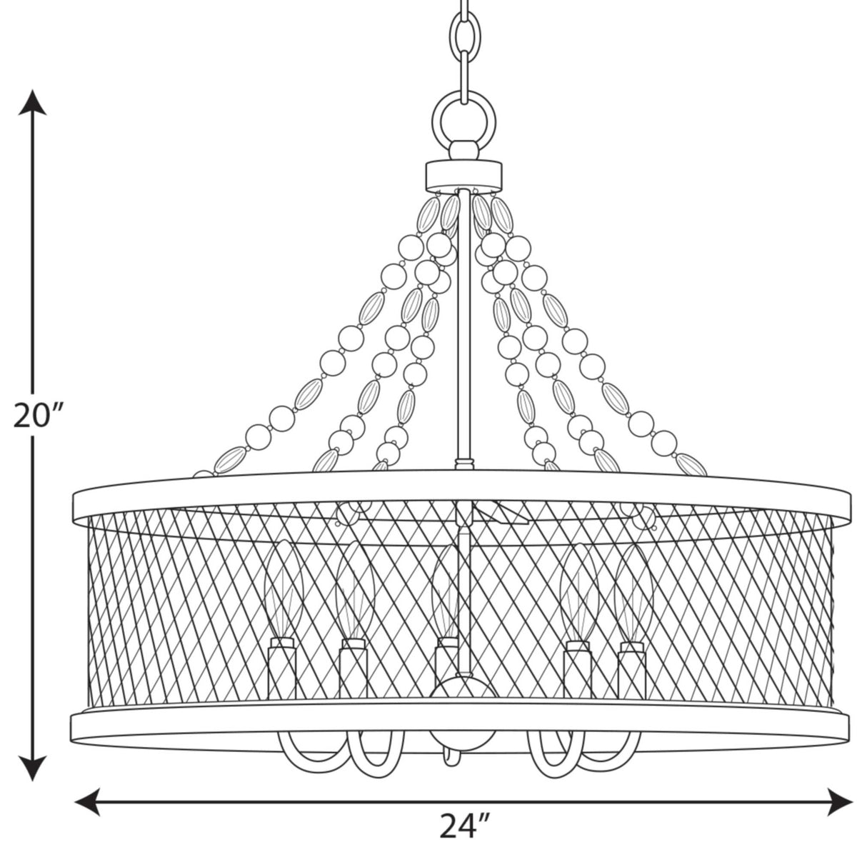 Progress Lighting Austelle 5-Light Gray Farmhouse Chandelier
