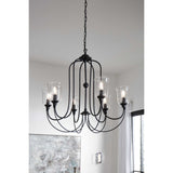 Progress Lighting Bowman 6-Light Matte Black Coastal Chandelier