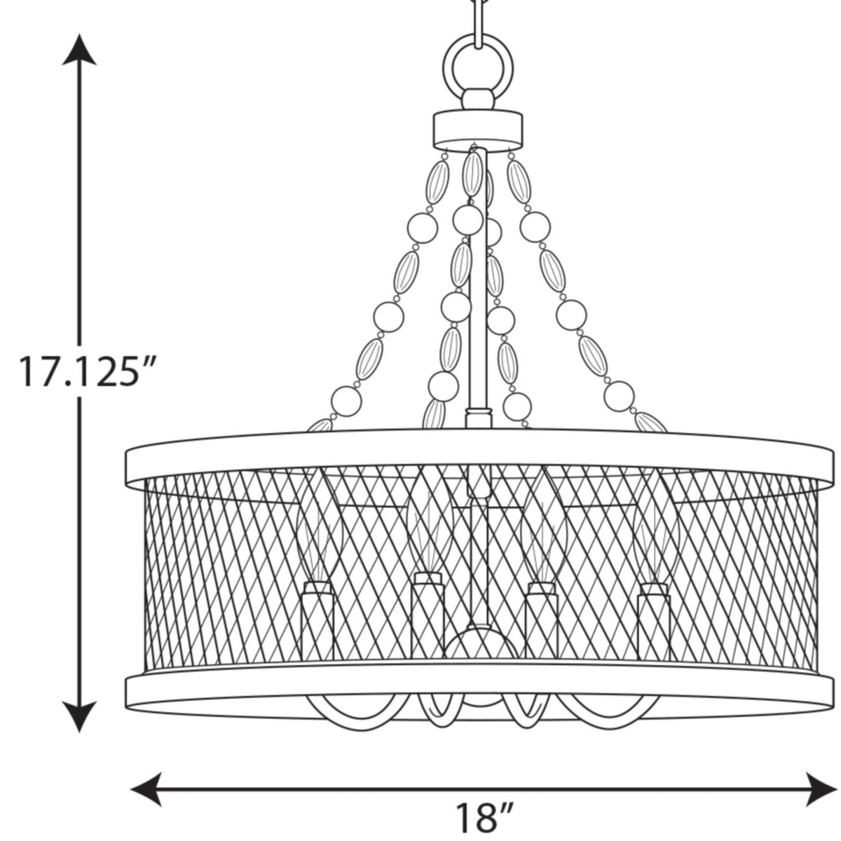 Progress Lighting Austelle 4-Light Gray Farmhouse Chandelier