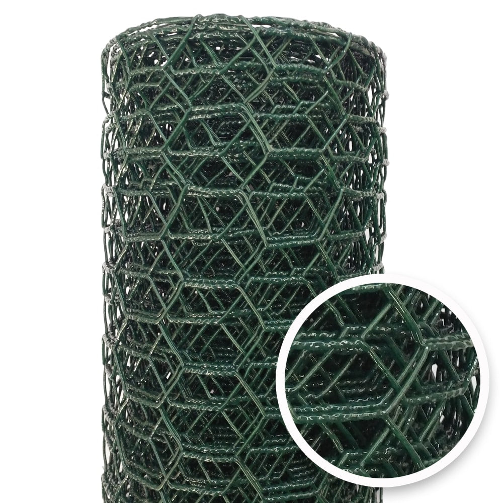 Acorn International 25-ft x 2-ft 20-Gauge Green Galvanized Steel Chicken Wire Rolled Fencing with Mesh Size 1-in