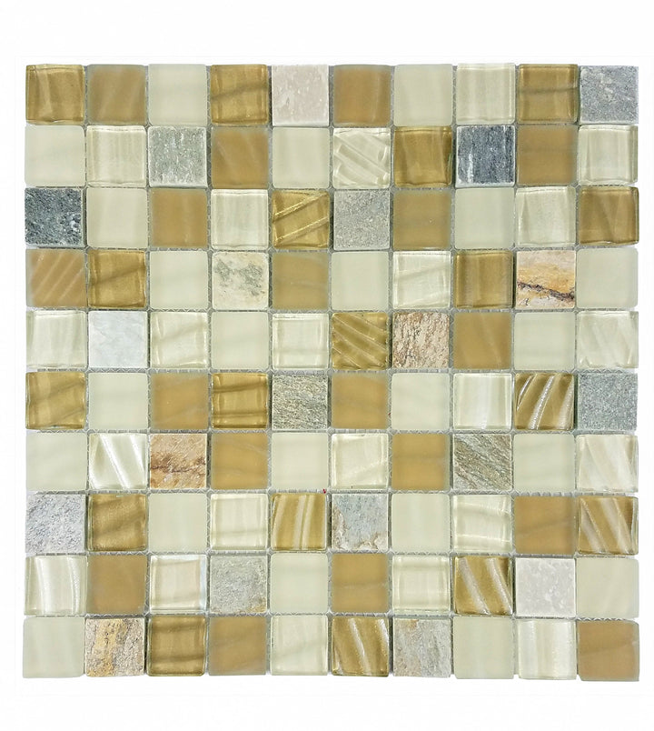 Abolos New Era II California beige/multifinish 12-in x 12-in Multi-finish Glass Mosaic Wall Tile product image