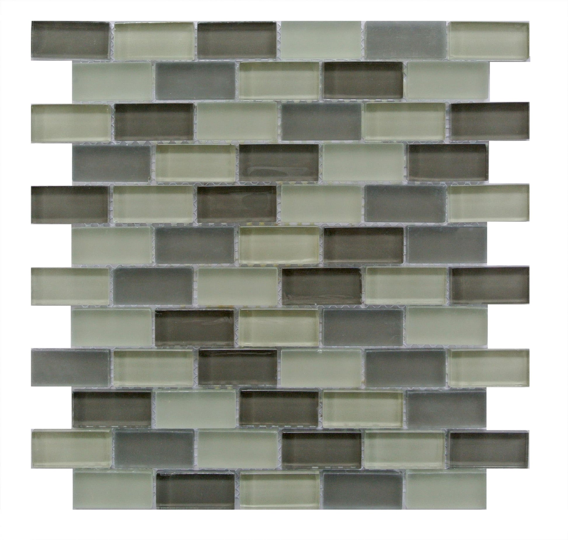 Abolos Free Flow Gray 12-in x 12-in Multi-finish Glass Brick look Mosaic Floor and Wall Tile product image