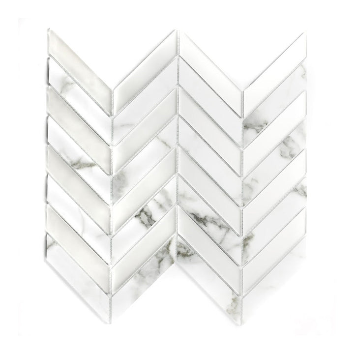 Abolos Nature White 12-in x 12-in Multi-finish Glass Marble look Hexagon Mosaic Wall Tile product image