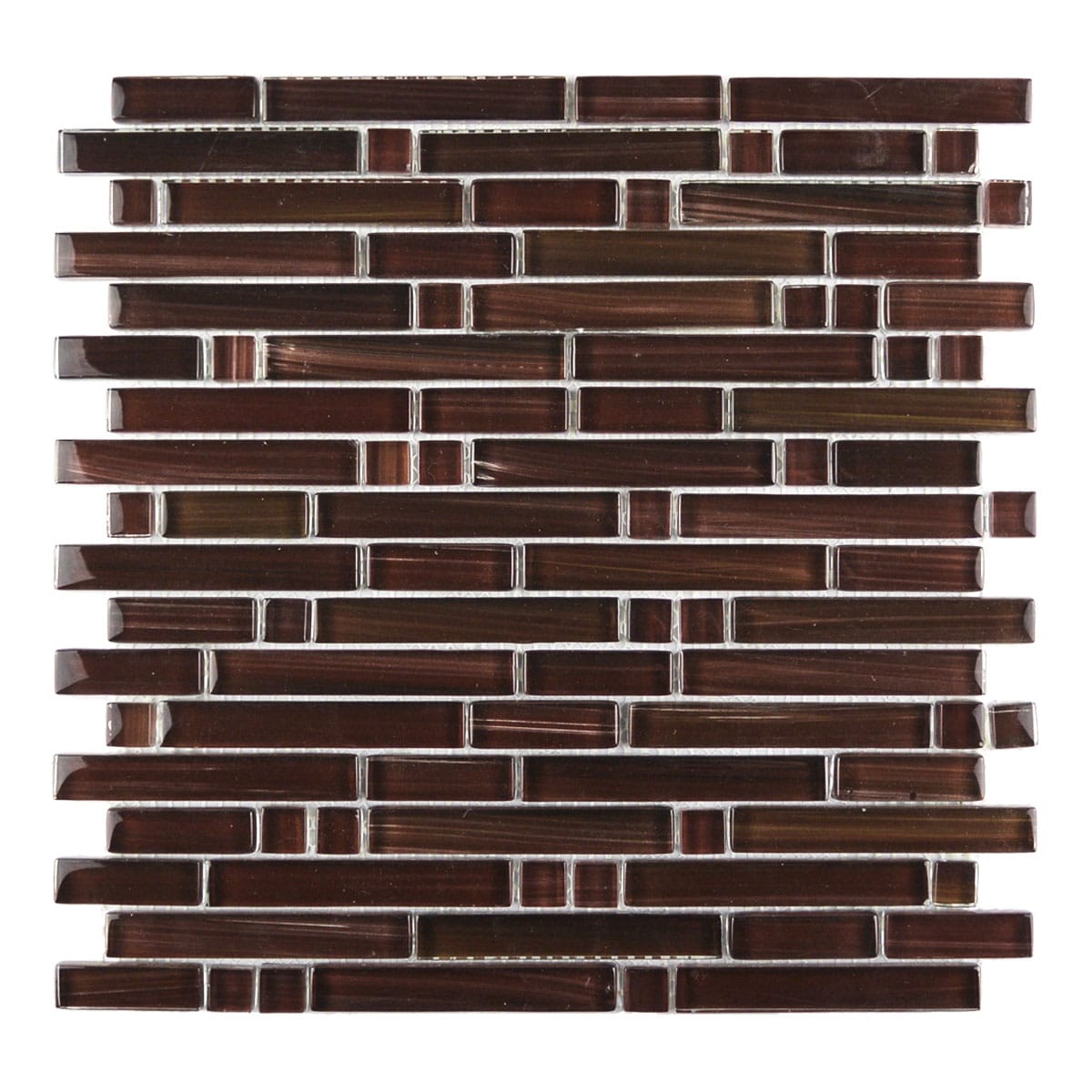 Abolos Handicraft II Red 12-in x 12-in Glossy Glass Brick look Mosaic Wall Tile product image