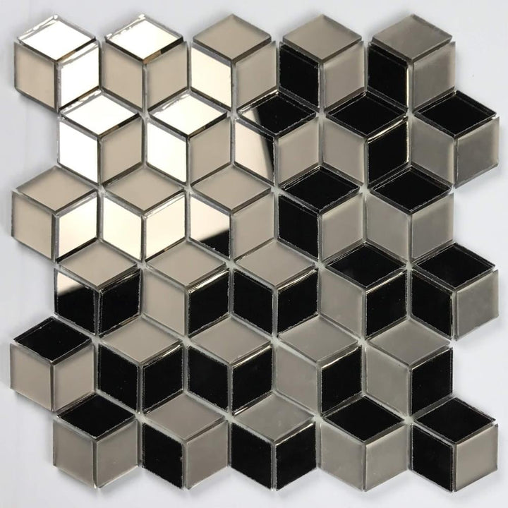 Abolos Musico Gold/Multifinish 12-in x 12-in Multi-finish Glass Patterned Diamond Mosaic Wall Tile product image