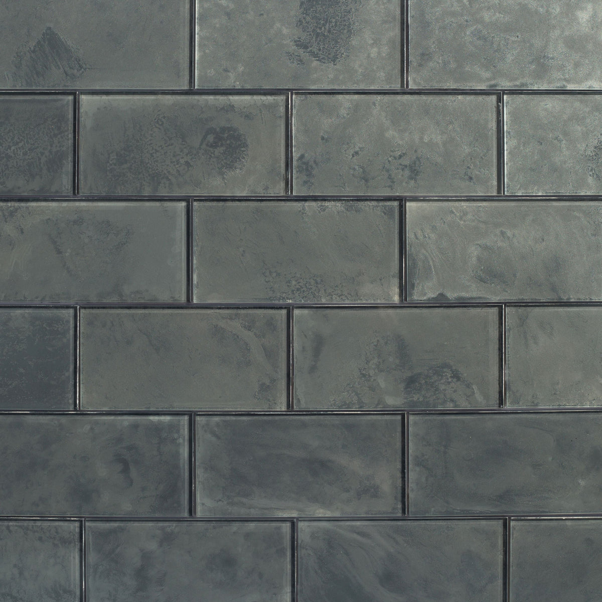 Abolos Custom Dark Gray 3-in x 6-in Glossy Glass Subway Peel and stick Wall Tile product image