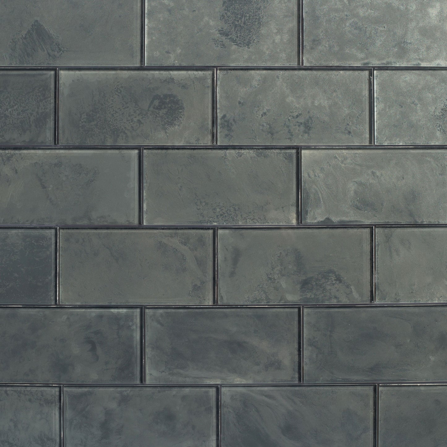 Abolos Custom Dark Gray 3-in x 6-in Glossy Glass Subway Peel and stick Wall Tile product image