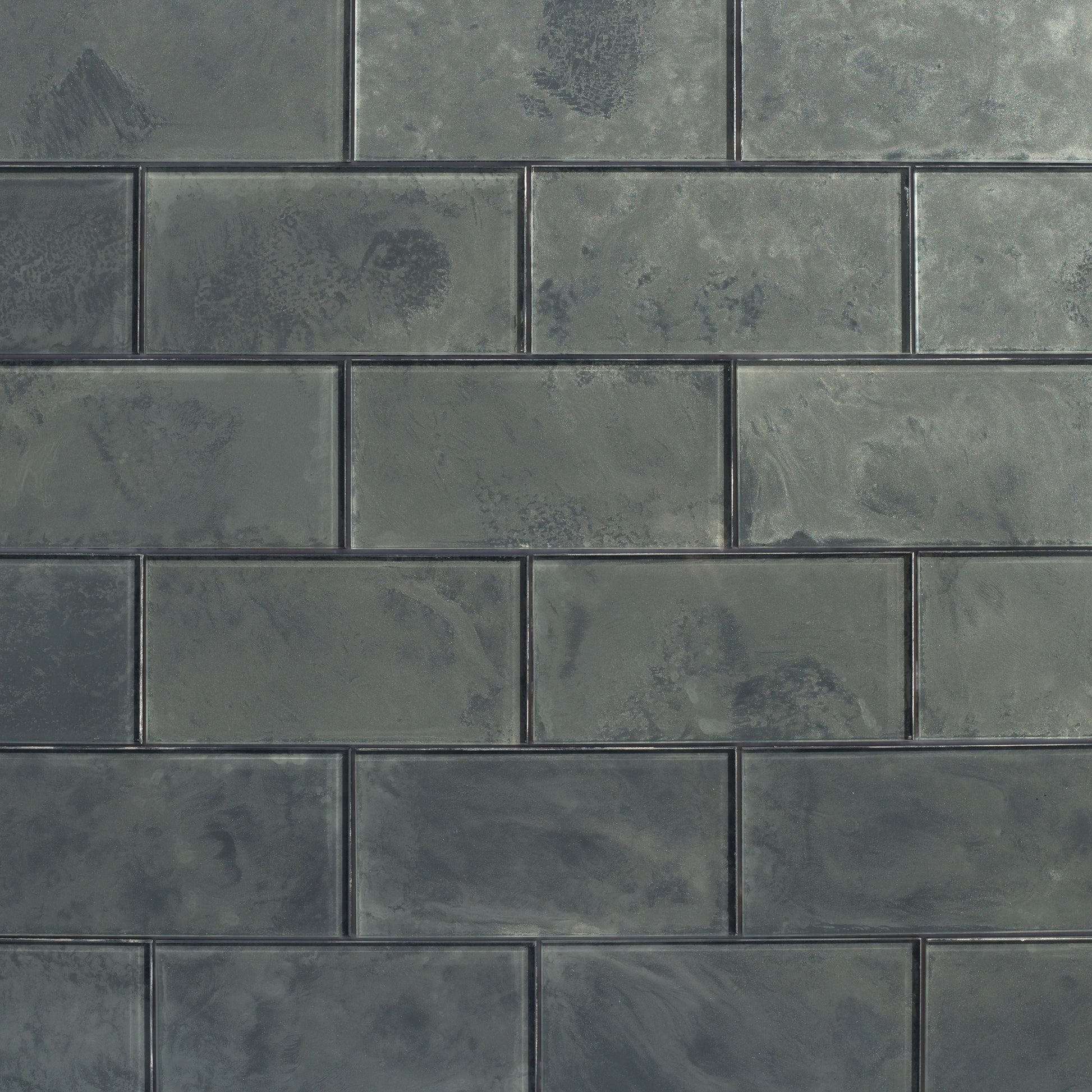 Abolos Custom Dark Gray 3-in x 6-in Glossy Glass Subway Peel and stick Wall Tile product image