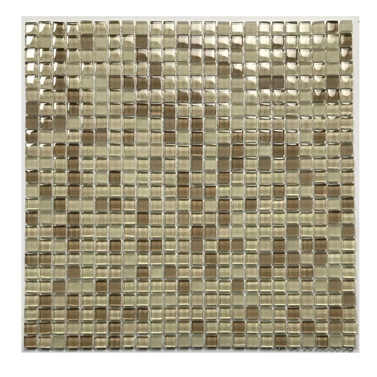 Abolos Petite Sand/glossy 12-in x 12-in Multi-finish Glass Patterned Mosaic Wall Tile product image
