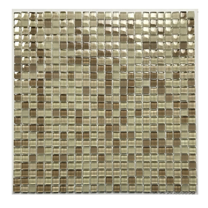 Abolos Petite Sand/glossy 12-in x 12-in Multi-finish Glass Patterned Mosaic Wall Tile product image