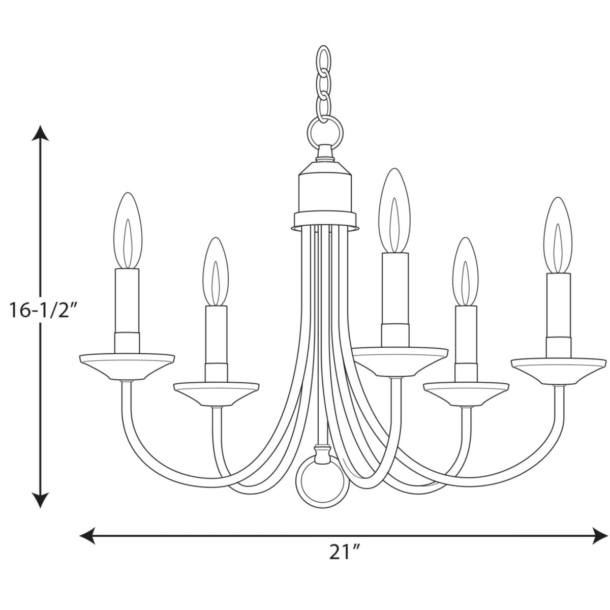 Progress Lighting Five Light 5-Light Brushed Nickel Transitional Chandelier