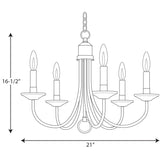 Progress Lighting Five Light 5-Light Brushed Nickel Transitional Chandelier