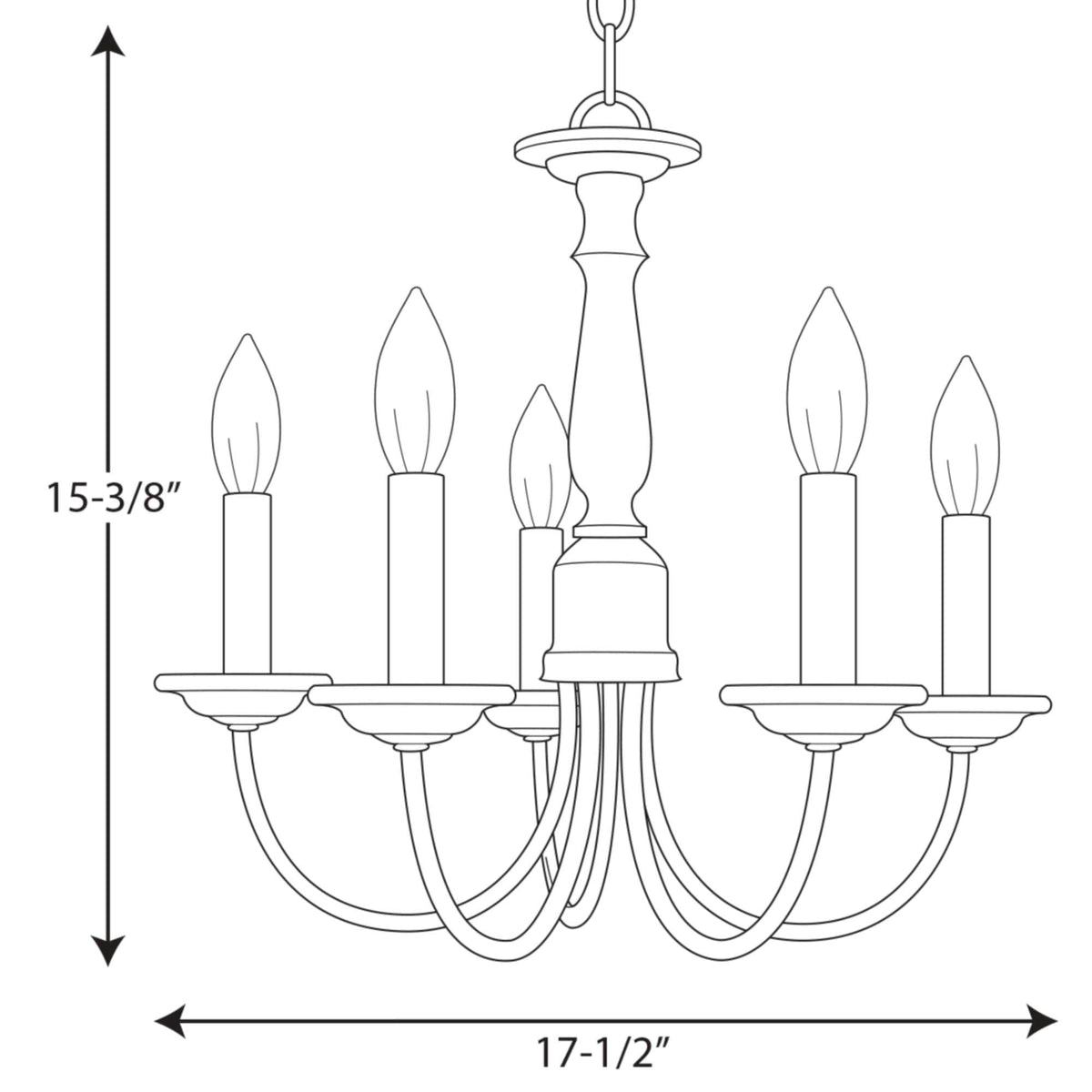Progress Lighting Five Light 5-Light Antique Bronze Transitional Chandelier