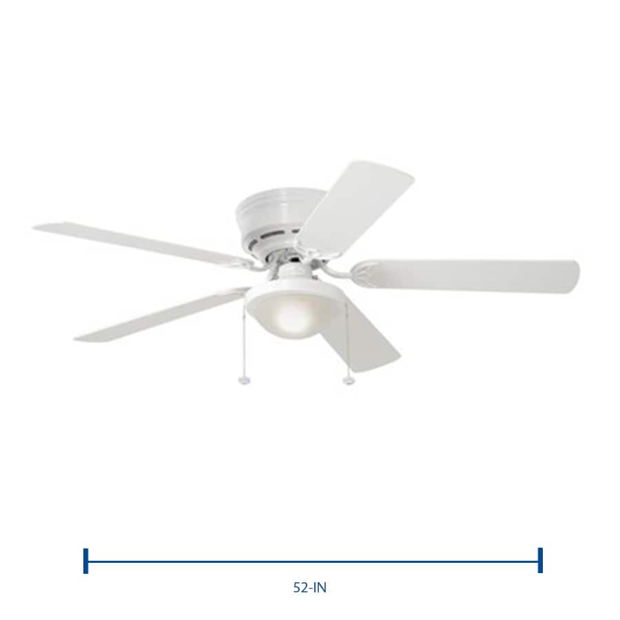 Harbor Breeze Armitage Builder Series 52-in White LED Indoor Flush Mount Ceiling Fan with Light Kit, 5-Blade