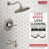 Delta Valdosta with H2Okinetic Technology Spotshield Brushed Nickel 1-Handle Bathtub and Shower Faucet with Valve