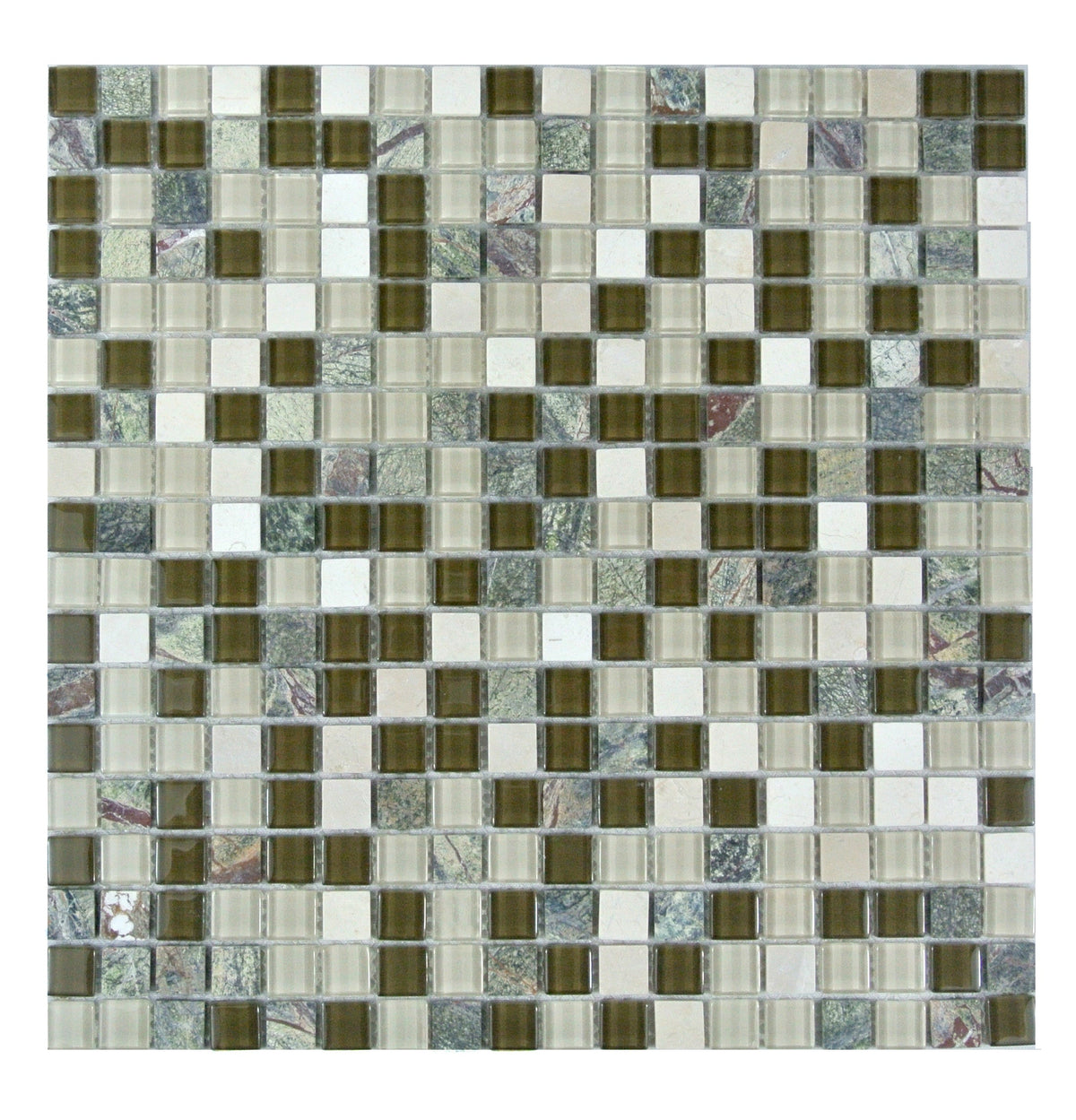 Abolos Crystal Stone Forrest Balk Beige 12-in x 12-in Multi-finish Glass Mosaic Wall Tile product image