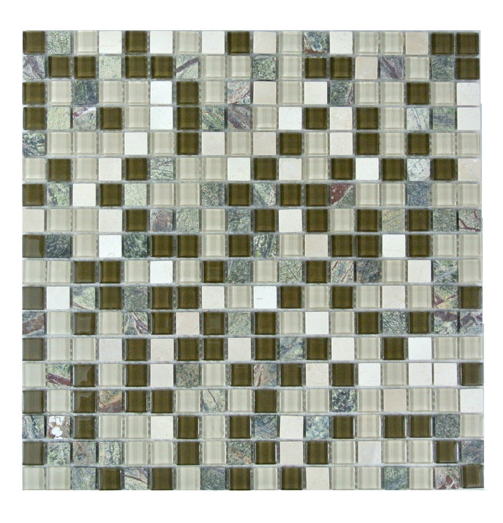 Abolos Crystal Stone Forrest Balk Beige 12-in x 12-in Multi-finish Glass Mosaic Wall Tile product image