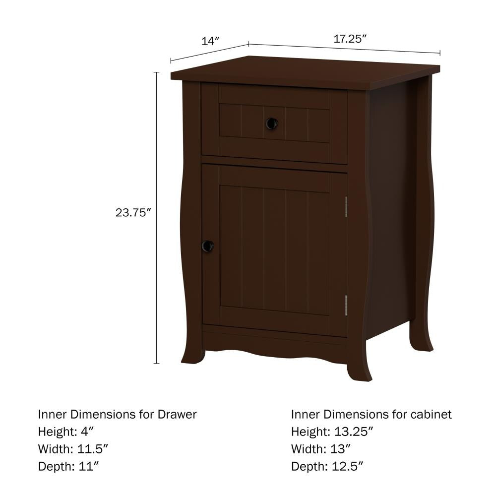 Hastings Home Nesting Table w Cabinet and Drawer 17.25-in W x 23.75-in H Brown Wood Modern End Table with Storage Assembly Required