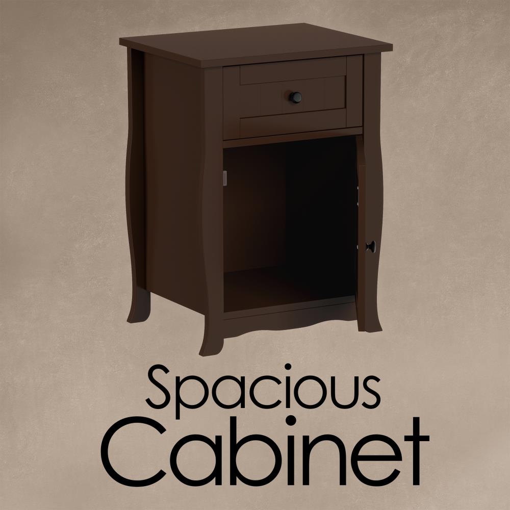 Hastings Home Nesting Table w Cabinet and Drawer 17.25-in W x 23.75-in H Brown Wood Modern End Table with Storage Assembly Required