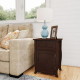 Hastings Home Nesting Table w Cabinet and Drawer 17.25-in W x 23.75-in H Brown Wood Modern End Table with Storage Assembly Required