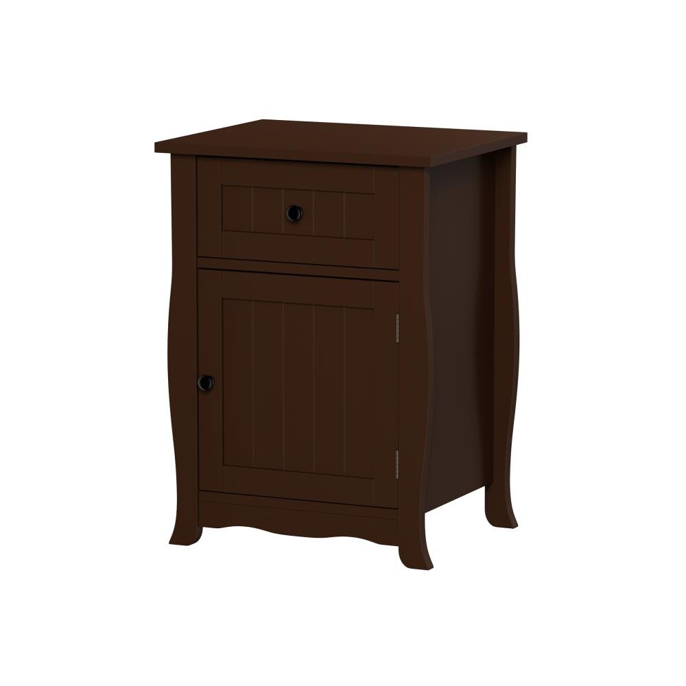 Hastings Home Nesting Table w Cabinet and Drawer 17.25-in W x 23.75-in H Brown Wood Modern End Table with Storage Assembly Required