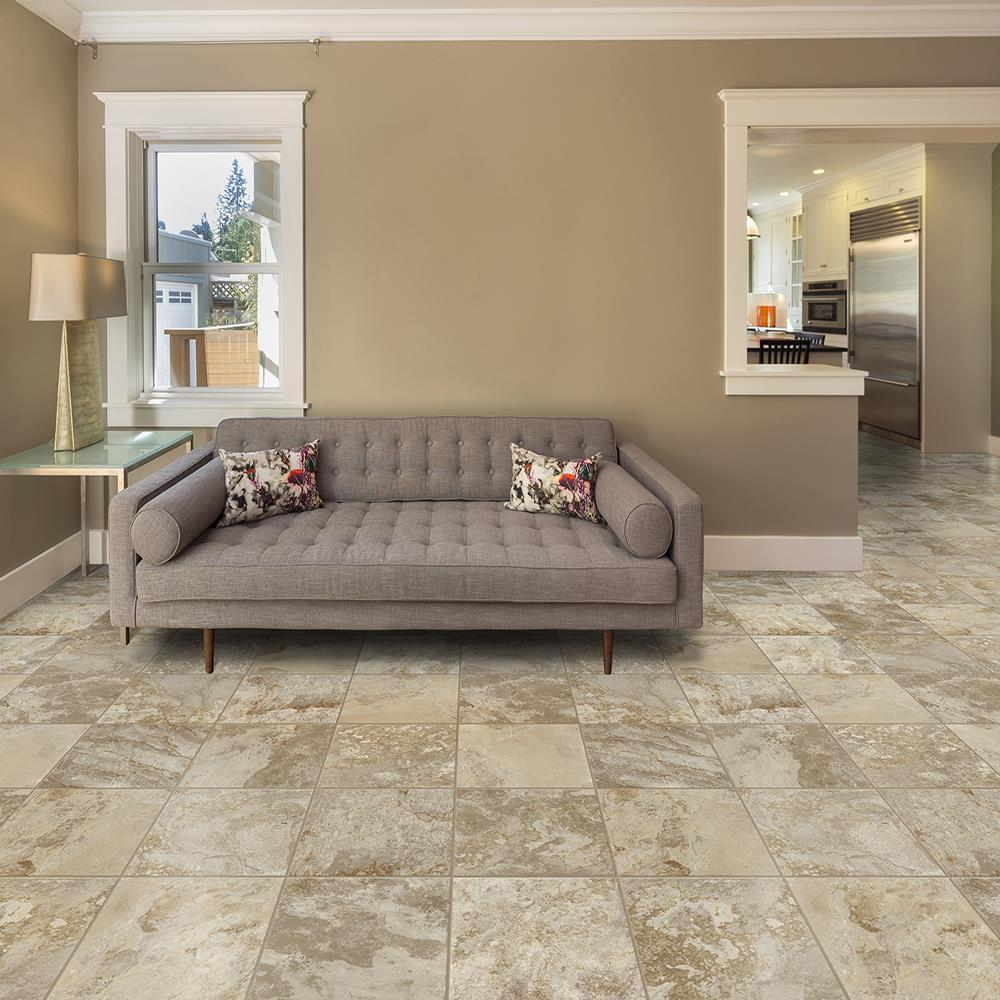 Congoleum ArmorCore UR Canyon View 12-ft W Cut-to-Length Adobe Cream Stone Look Low-Gloss Sheet Vinyl Flooring